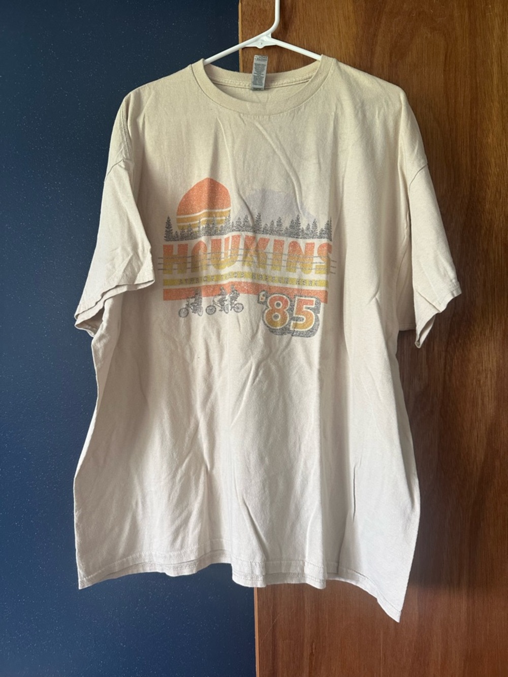 Gildan Heavy Cotton Tee in Light Cream with Subtle Pink Wash